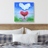 Twee harten surrealistische kunst canvas afdruk (Insitu (Slaapkamer))