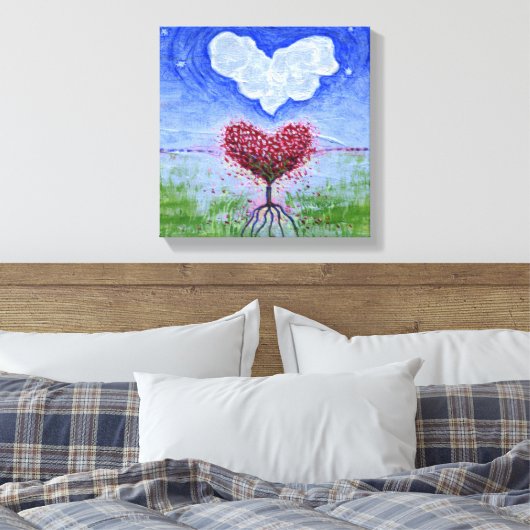 Twee harten surrealistische kunst canvas afdruk (Insitu (Slaapkamer))