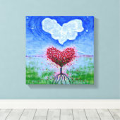 Twee harten surrealistische kunst canvas afdruk (Insitu (Houten vloer))