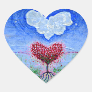 Twee harten surrealistische kunst hart sticker