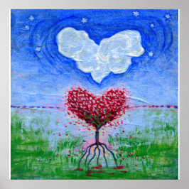 Twee harten surrealistische kunst poster