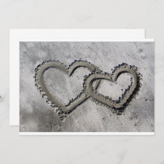 Twee harten trouwuitnodiging kaart (Voorkant / Achterkant)