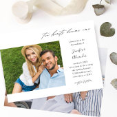 Twee harten twee foto-kalligrafie bruiloft kaart