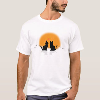 Twee harten, twee katten romantische liefde katten t-shirt
