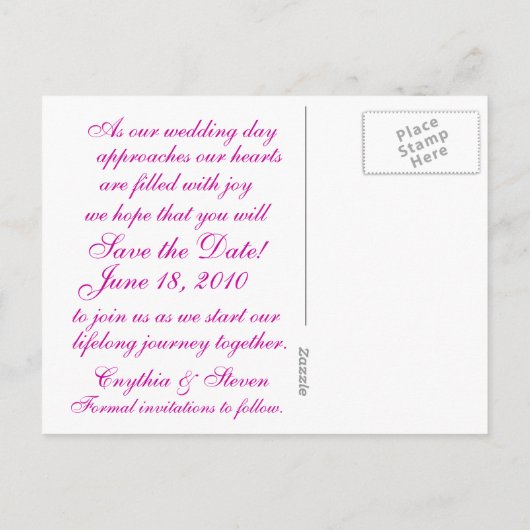 Twee harten, twee levens aankondigingskaart (Achterkant)