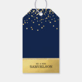 Twee harten twee levens een liefde blauw goud brui cadeaulabel (Achterkant)