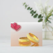 Twee harten twee ringen briefkaart (Staand voorkant)
