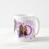 Twee harten valentijn / trouwfoto's paarse mok (Voorkant rechts)