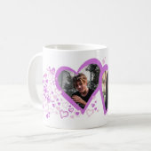 Twee harten valentijn / trouwfoto's paarse mok (Voorkant links)