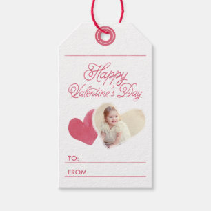 Twee harten Valentijnsdag Foto Gift Label Cadeaulabel