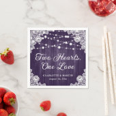 Twee harten van één liefdeshuwelijk Paars Servet (Insitu)