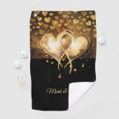 Twee harten van golfer voor bruiloft Valentijnsdag Golfhanddoek (Insitu)