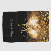 Twee harten van golfer voor bruiloft Valentijnsdag Golfhanddoek (Horizontaal)