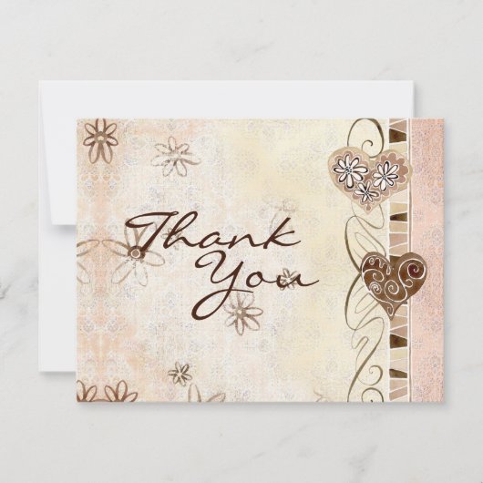 Twee harten verenigd als één dank u merkt op kaart (Voorkant)