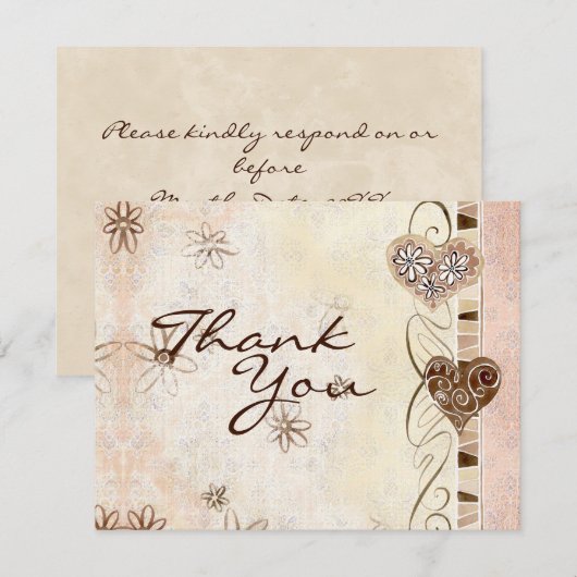 Twee harten verenigd als één dank u merkt op kaart (Voorkant / Achterkant)