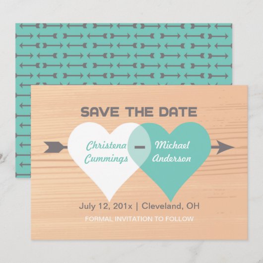 Twee harten verenigd Save the Date Kaart (Voorkant / Achterkant)