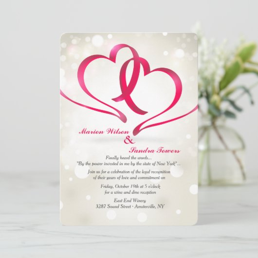 Twee Harten Verenigde Uitnodiging (Staand voorkant)