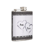 Twee harten, vers wit, sneeuw met grijs hout heupfles (Rechts)