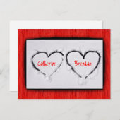 Twee harten Verse Witte Sneeuw Rood Golfmetaal Briefkaart (Voorkant / Achterkant)