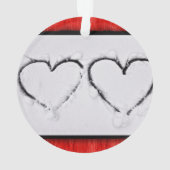 Twee harten Verse Witte Sneeuw Rood Golfmetaal Ornament (achterkant)