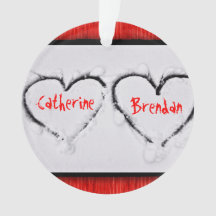 Twee harten Verse Witte Sneeuw Rood Golfmetaal