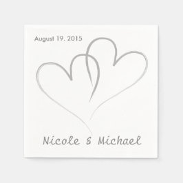 Twee harten verweven bruiloft papieren servetten. servet