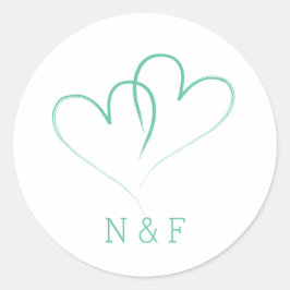 Twee harten verweven - Bruiloft Ronde Sticker