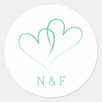 Twee harten verweven - Bruiloft Ronde Sticker