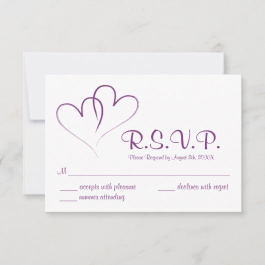 Twee harten verweven bruiloft RSVP Kaart (Voorkant)
