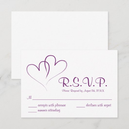 Twee harten verweven bruiloft RSVP Kaart (Voorkant / Achterkant)