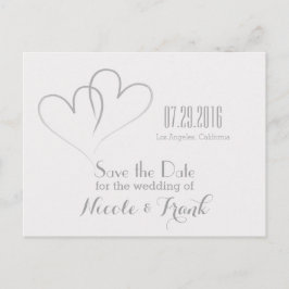 Twee harten verweven Save the Date - Zilver Aankondigingskaart