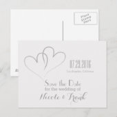 Twee harten verweven Save the Date - Zilver Aankondigingskaart (Voorkant / Achterkant)