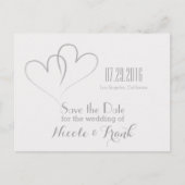 Twee harten verweven Save the Date - Zilver Aankondigingskaart (Voorkant)