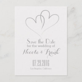 Twee harten verweven Save the Date - Zilver Aankondigingskaart