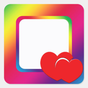 Twee harten vierkante sticker
