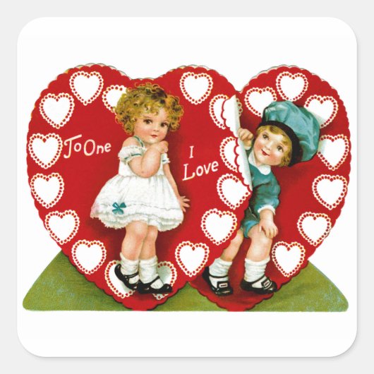 Twee harten vierkante sticker (Voorkant)