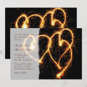 Twee harten vonken bruiloft uitnodiging (Voorkant / Achterkant)