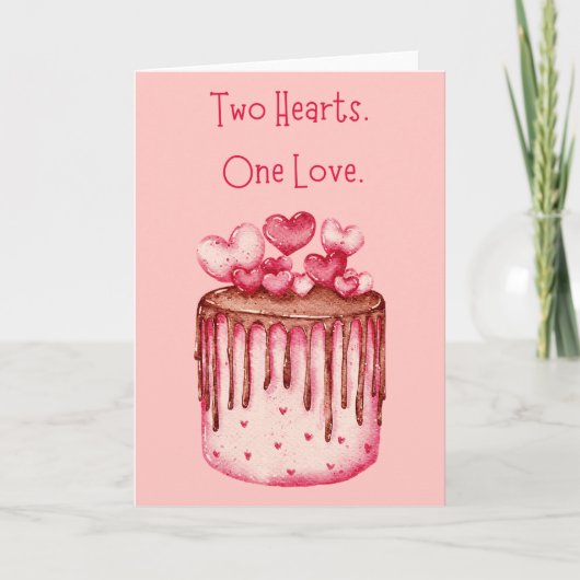 Twee harten Wenskaart van één liefdesweddenschap Kaart (Voorkant)