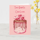 Twee harten Wenskaart van één liefdesweddenschap Kaart (Gele Bloem)