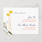 Twee harten Wit-witbruiloft Uitnodiging Briefkaart (Voorkant)