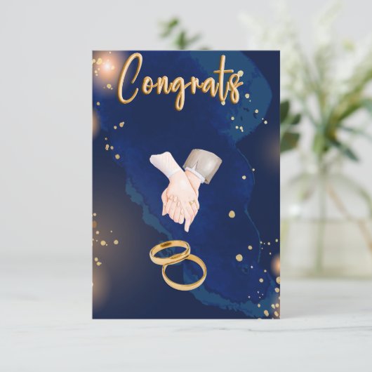 Twee harten worden een gefeliciteerd trouwkaart (Staand voorkant)