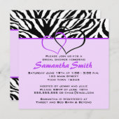 Twee harten Zebra Paarse Vrijgezellenfeest Partij  Kaart (Voorkant / Achterkant)