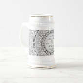 Twee hartenmonogram weddenschap bierpul (Voorkant links)