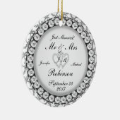 Twee hartenmonogram weddenschap keramisch ornament (Rechts)