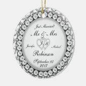 Twee hartenmonogram weddenschap keramisch ornament (Links)