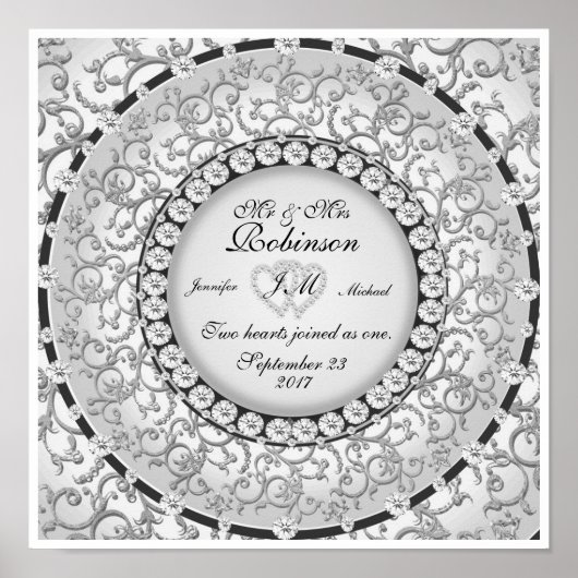 Twee hartenmonogram weddenschap poster (Voorkant)