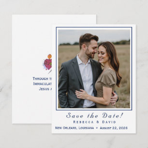 Twee Hartens Katholieke Platte Save The Date Kaart
