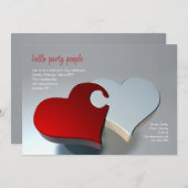 Twee Hartenvormige Puzzelstukken Uitnodiging (Voorkant / Achterkant)