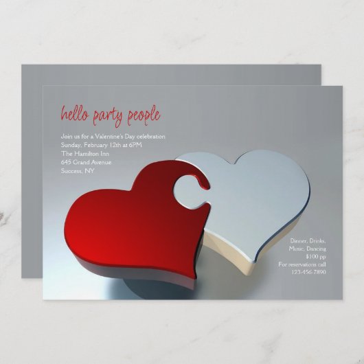 Twee Hartenvuistukken Uitnodiging (Voorkant / Achterkant)