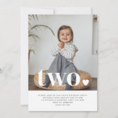 Twee hartfoto's eerste uitnodiging van de geboorte (Voorkant)